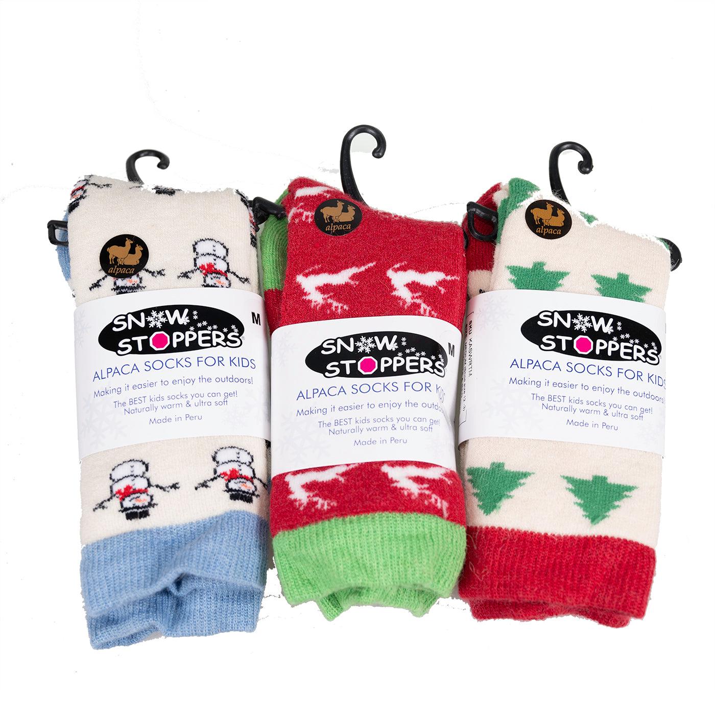 Kids Premium HOLIDAY Alpaca Wool Socks from Peru - SnowStoppersMittens