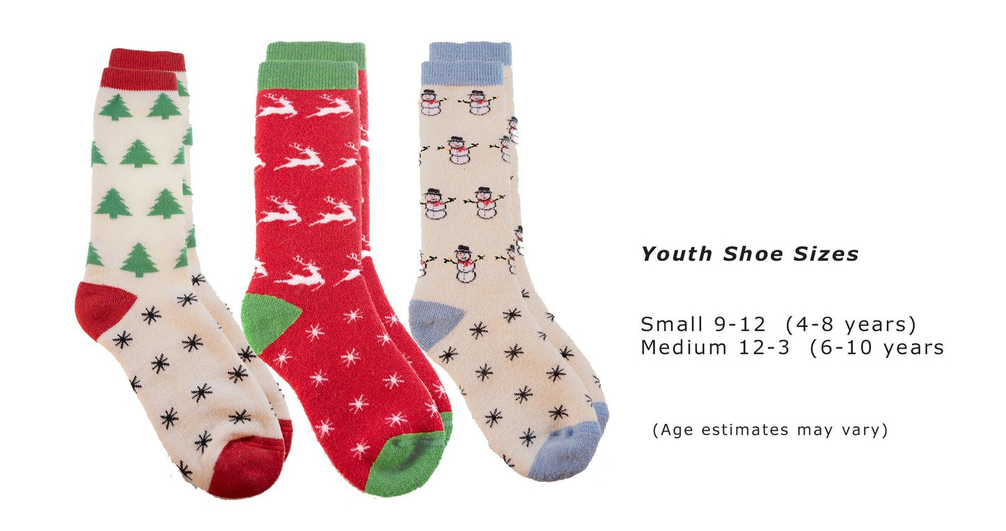 Kids Premium HOLIDAY Alpaca Wool Socks from Peru